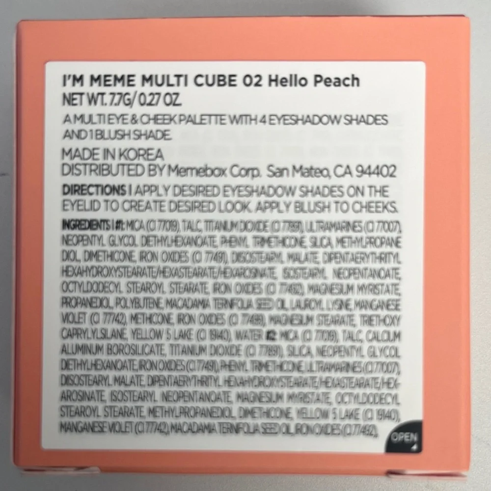 I'm Meme Multi Cube Eyeshadow & Blush Palette, Hello Peach #korean #shimmer